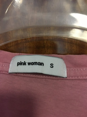 Pink Woman top and metallic leggings in small like new, pink and blue