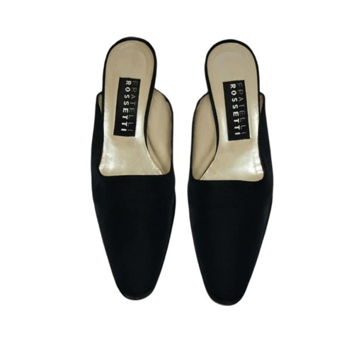 Fratelli Rossetti satin mules like new, size 35.5, black