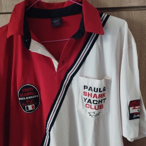 Paul & Shark men's polo shirt XXL like new, white and red