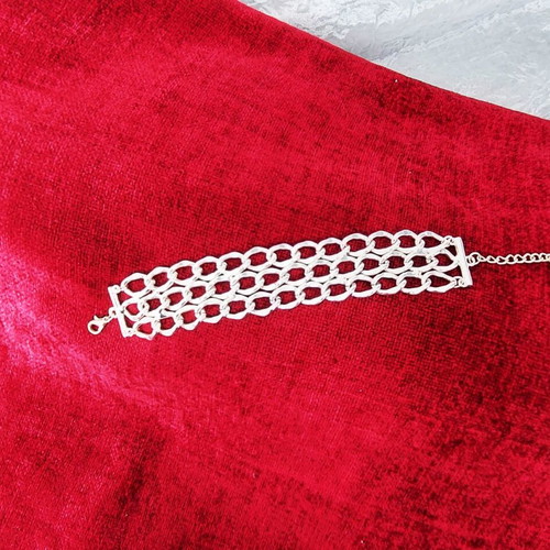 Steel bracelet with three chain rows like new, adjustable