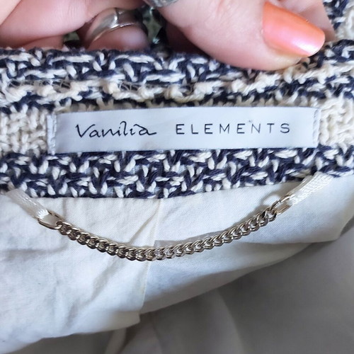 Vintage γυναικείο σακάκι Vanilla ELEMENTS μεταχειρισμένο, βαμβακερό ζεμπίλο, στυλ Coco Chanel