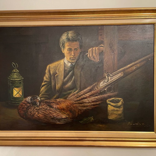 The Hunter oil painting on canvas by Fotis Kotsinas like new