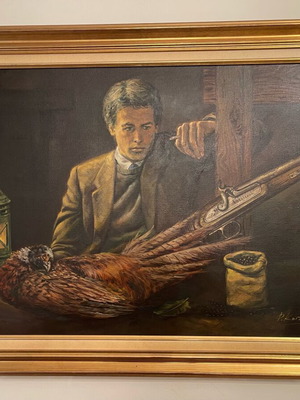 The Hunter oil painting on canvas by Fotis Kotsinas like new