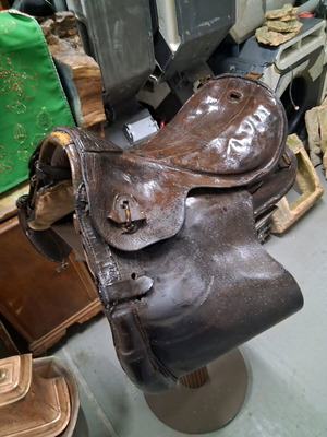 Pre-war saddle used, leather