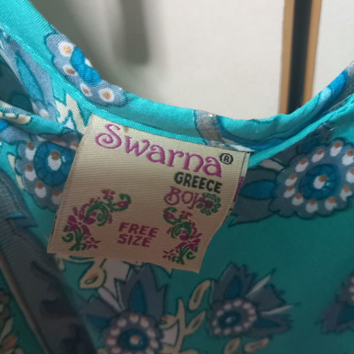 Printed dress like new, airy, green, short and loose