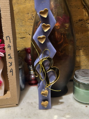 Handmade Easter candle with customizable color and letter