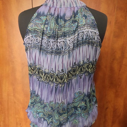 Boho blouse Ciel Bleu with paisley & tie-dye design, like new