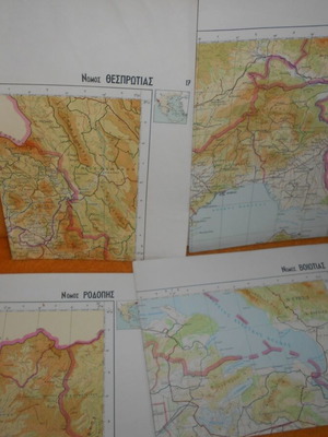 Maps of the National Statistical Service of Greece used, pack of 4, 49x70