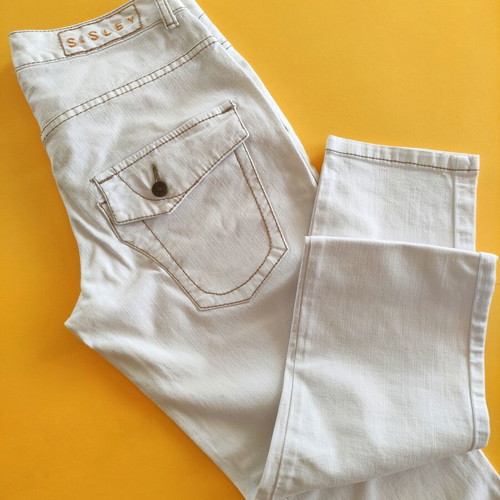 Sisley vintage white skinny cropped jeans size S like new