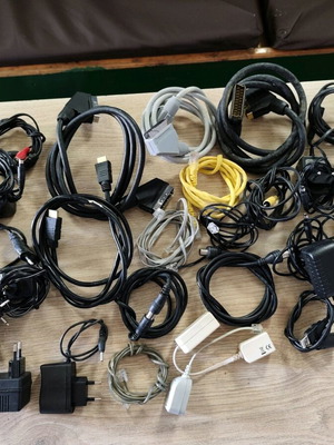 Various cables used, Skart, HDMI, telephone cable