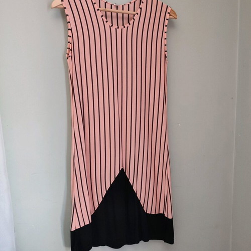 Sleeveless Jersey Dress Pink Black Medium New