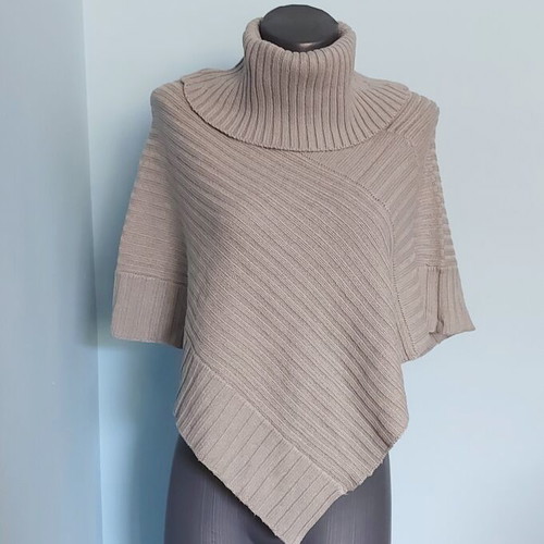 Pieces vintage unisize poncho with wool blend