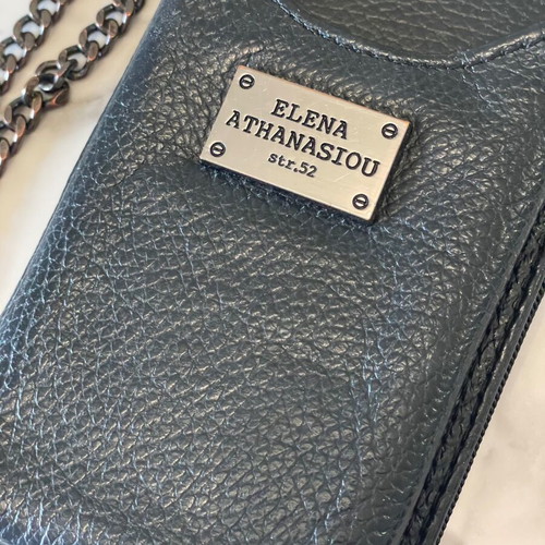 Elena Athanasiou crossbody wallet phone case like new, black leather