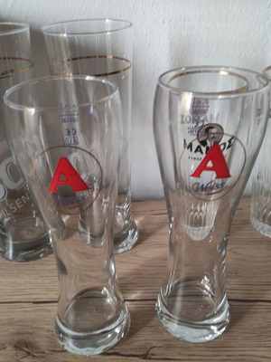 Ψηλά ποτήρια μπύρας καινούργια, σετ 6 τεμαχίων με λογότυπα