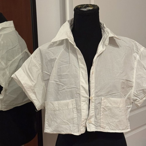 Zara crop top shirt white, size S, like new