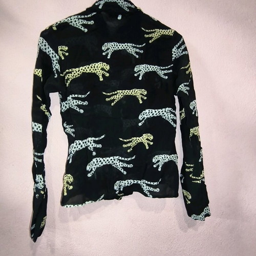 Rosso di Sera Y2K Leopard Print Shirt like new, black
