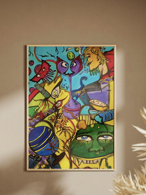 A3 Poster Handmade Art on Paper