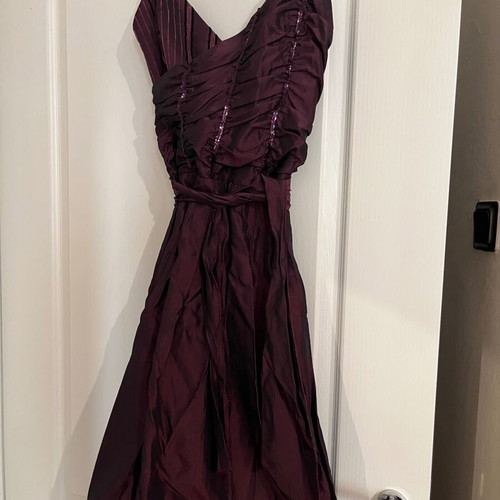 Vintage dress with sequins and side zipper, purple