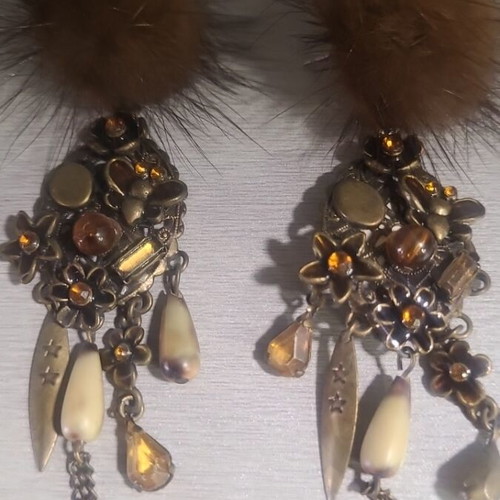Vintage long earrings with tassel