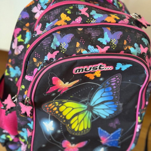 School bag set with trolley, lunch bag, and pencil case used