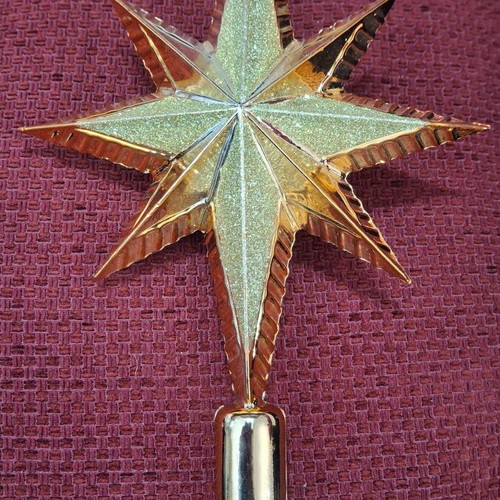 Embossed gold-tone Christmas tree star topper