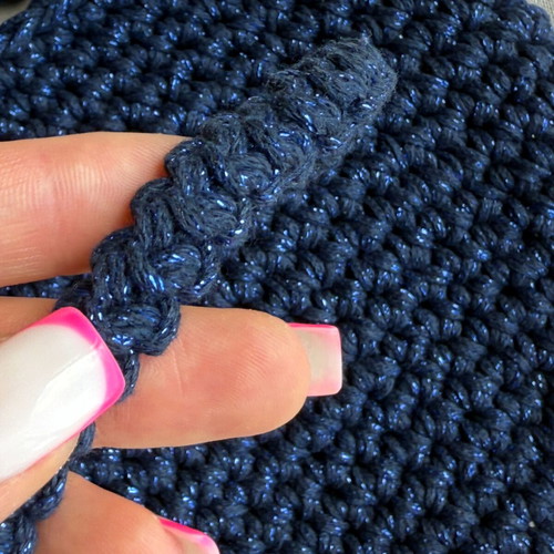 Handmade Crochet Shoulder Bag new, dark blue, minimalist t-shirt yarn handbag