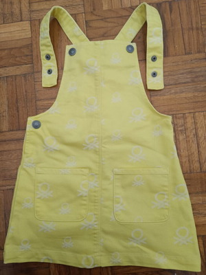 Benetton yellow pinafore dress 3-4 years