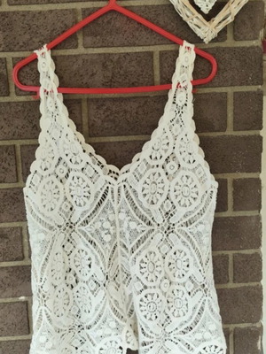 Summer sleeveless blouse, white, one size