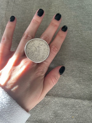 Silver drachma ring collectible like new, 925 silver