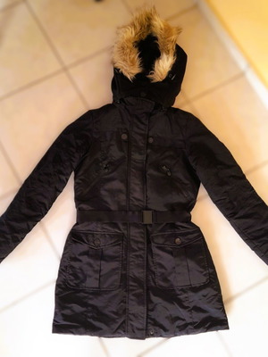 Street One jacket used, size 36 black with belt and hood