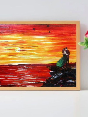 Lovers πίνακας ζωγραφικής με ακρυλικά σε καμβά, 24x30 εκ.