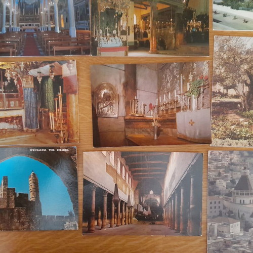Religious postcards used, set of 14 with churches and monasteries