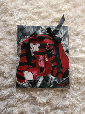 Painting new, small 25x30cm punk decora yammi kawaii goth bunny