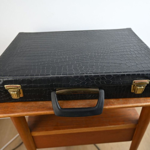 Vintage croco-style hand briefcase used, 30 cm depth
