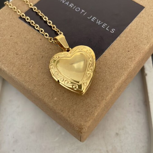 Heart Locket Pendant new, steel gold and silver