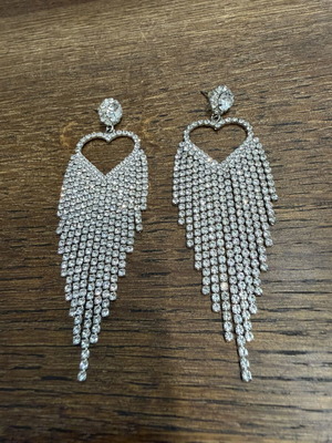 Heart earrings with long zirconia silver new