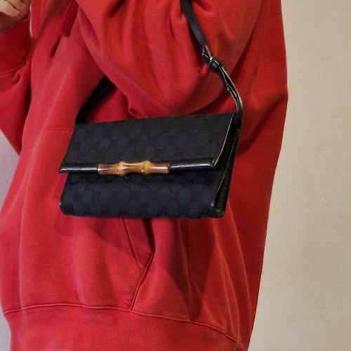 Gucci GG Bamboo Bar bag, vintage black canvas crossbody