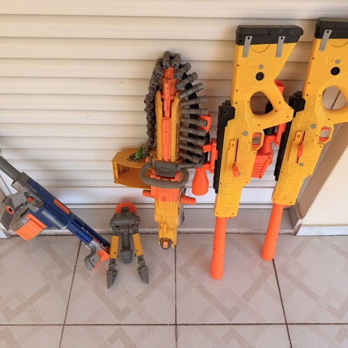 Nerf guns used, some missing magazines