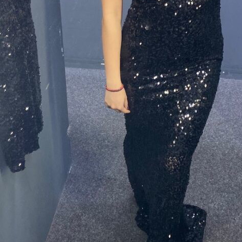 Black long sequin dress new, size S