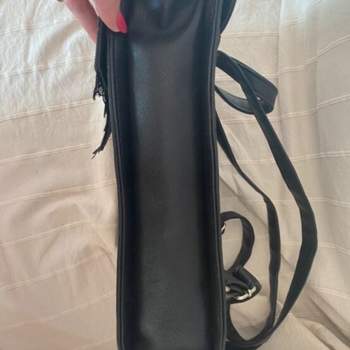 Black ladies handbag backpack like new with lace design and laptop pocket