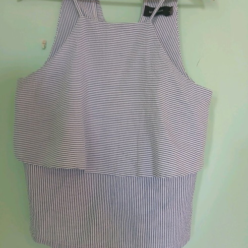 Minkpink striped top new, size S, white and blue