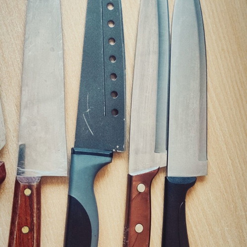 Swedish and Italian kitchen knives set with wooden handles