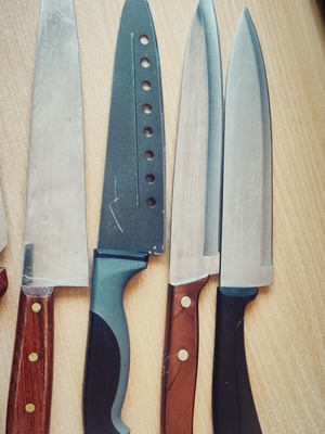 Swedish and Italian kitchen knives set with wooden handles
