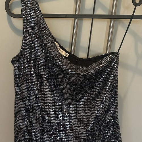 Stradivarius top with rhinestones new, silver, size S
