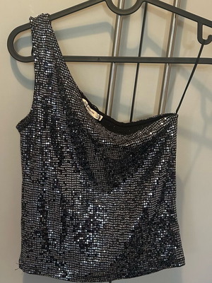 Stradivarius top with rhinestones new, silver, size S