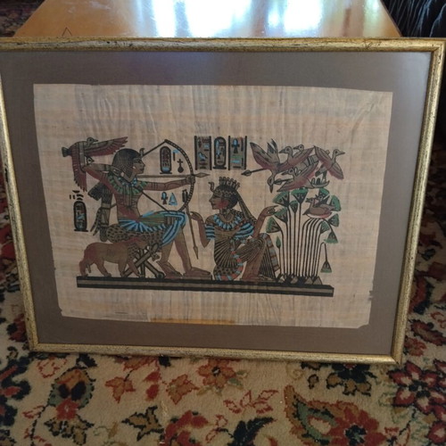 Egyptian papyrus in frame 52×42 used with glass