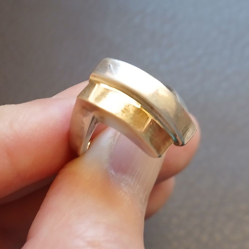Silver 925 and 14K gold ring like new, minimal design