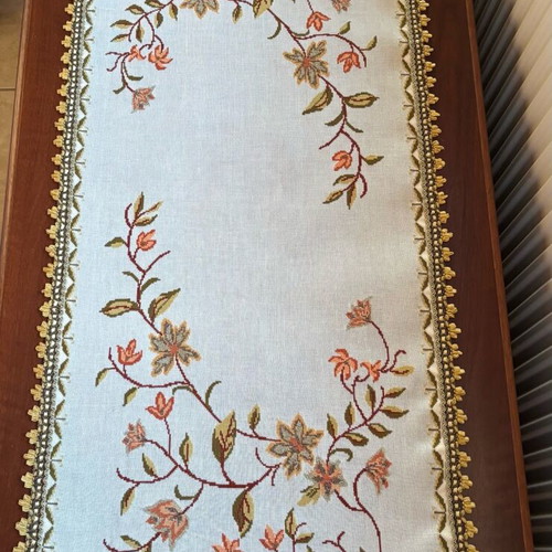 Handmade embroidery with cross stitch and trim like new
