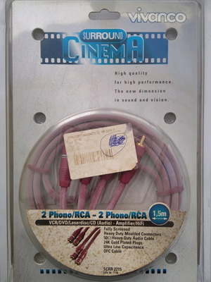 Καλώδιο RCA 24K Gold Plated Plugs 1,5m σαν καινούργιο (Vivanco)