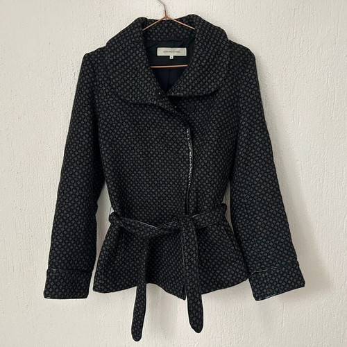 Gerard Darel wool blend blazer with belt like new, black and gray